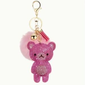 Velvet Cute Bear Hairball Keychain Accessories, Bag Hanging Accessories